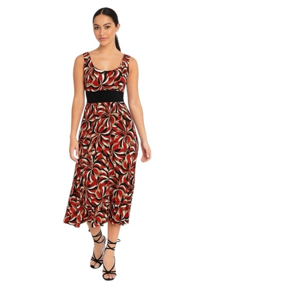 Perceptions New York Abstract Pattern Multicolor Academia Midi Dress Size 18 - Picture 1 of 14